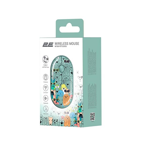 2E MF300 Pets: Dogs Silent WL BT Green Mouse 2E-MF300WPETSGN