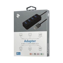 2Е Hub USB-A To 4xUSB-A Black