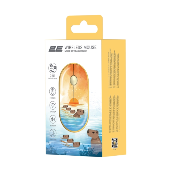 2E MF300 Capybara: Sunset Silent WL BT Yellow Mouse 2E-MF300WCAPIBARAYW