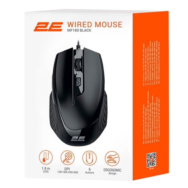 2E  MF180  USB-A Black Mouse 2E-MF180UB