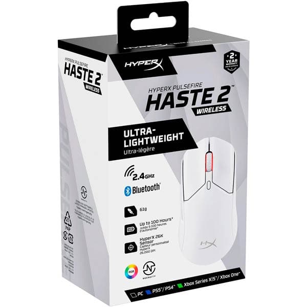 HyperX Pulsefire Haste 2 Wireless Gaming Mouse White 6N0A9AA
