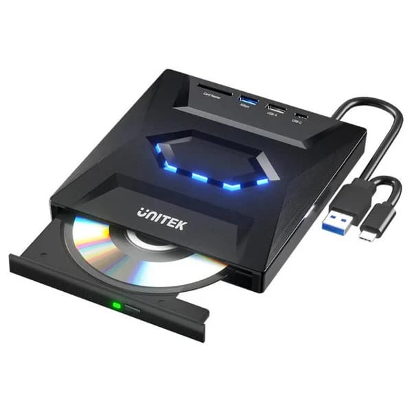 UNITEK 5-in-1 External Optical Drive with USB Hub T1037A01