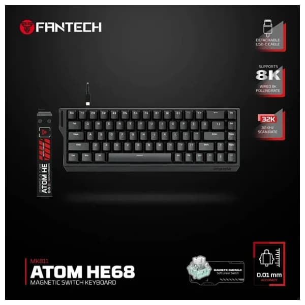 Fantech ATOM HE68 MK811 Emerald Switch Magnetic Gaming Keyboard